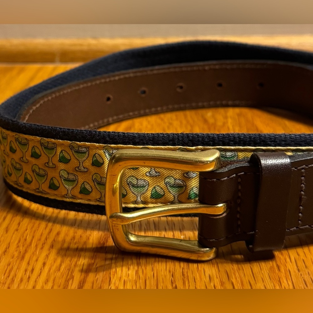 Vineyard Vines Margarita Lime Yellow Belt Size 36 Leather